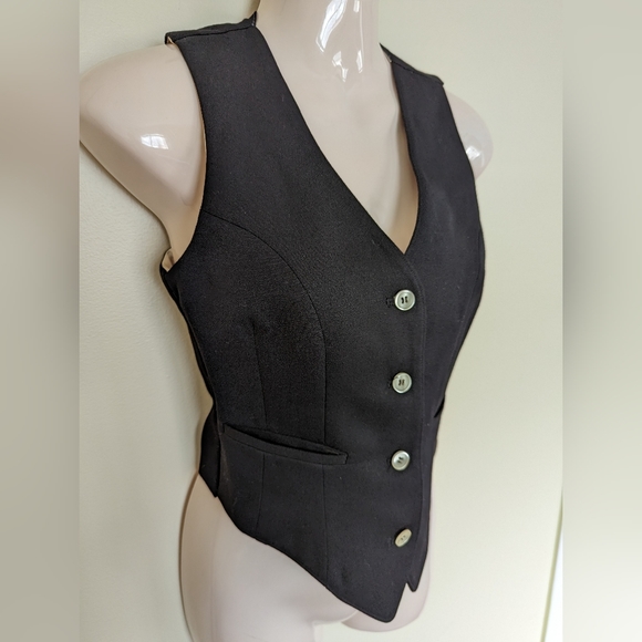 Vintage Jackets & Blazers - Vintage tailored vest black women's xs